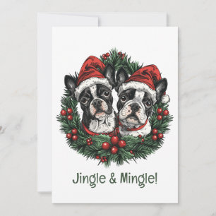 Invitation Jingle Et Mingle Noël Boston Terrier Chiens