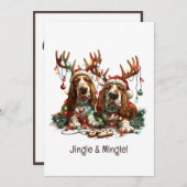 Invitation Jingle Et Mingle Noël Chiens De Coquille De Noëls (Devant / Derrière)