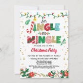 Invitation Jingle et Mingle Noël Party blanc et or (Devant)