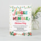Invitation Jingle et Mingle Noël Party blanc et or (Debout devant)