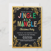 Invitation Jingle et Mingle Noël Party noir et or (Devant)