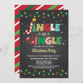 Invitation Jingle et Mingle Noël Party noir et or (Devant / Derrière)