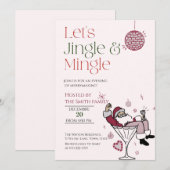 Invitation Jingle et Mingle, Père Noël Cocktail Party (Devant / Derrière)