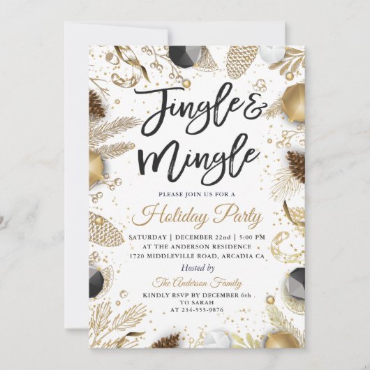 Invitation Jingle et Mingle Red Gold (Devant)