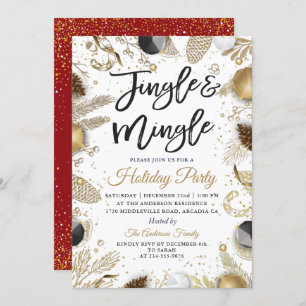 Invitation Jingle et Mingle Red Gold