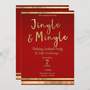 Invitation Jingle et Mingle Red Gold
