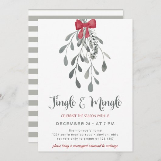 Invitation Jingle et Mingle sous le mistletoe Holiday (Devant / Derrière)