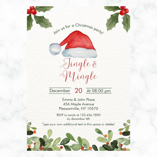 Invitation Jingle et Mingle Watercolor Party