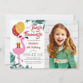 Invitation Jingle Flamant rose Tropical Noël Anniversaire Pho (Devant)