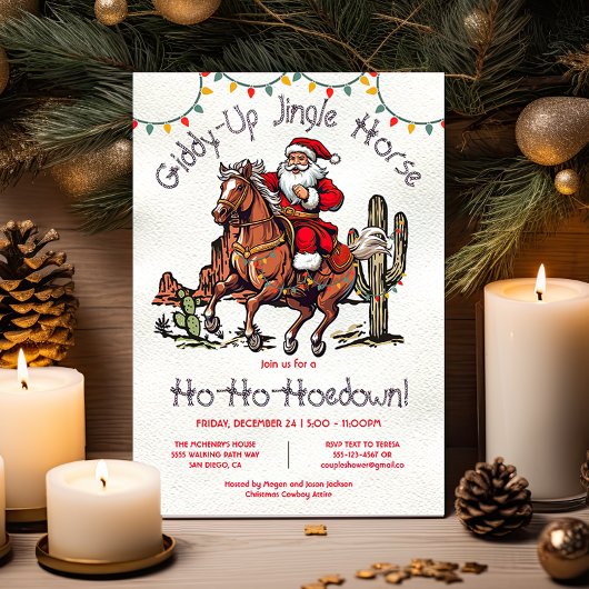 Invitation Jingle Horse Père Noël Fête Noël Hoedown Party