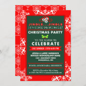 Invitation Jingle Jingle Le temps de Noël vert rouge à Mingle (Devant / Derrière)