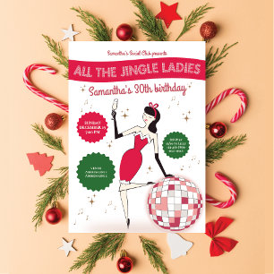 Invitation Jingle Ladies Night Out Disco Ball Retro Holiday