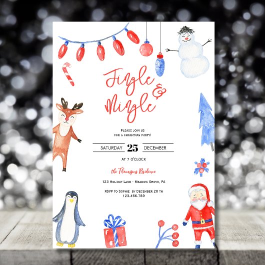 Invitation Jingle & mêler l'aquarelle fête de Noël