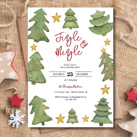 Invitation Jingle & mêler l'aquarelle fête de Noël