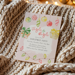 Invitation Jingle mignonne et fête de Noël rose