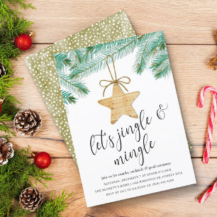 Invitation Jingle & Mingle Aquarelle Fête de Noël Arbre de Pi