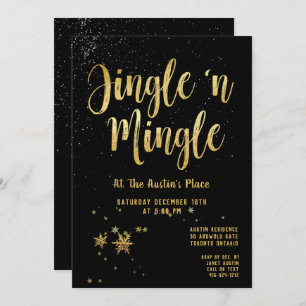 Invitation Jingle Mingle Black Gold Calligraphie