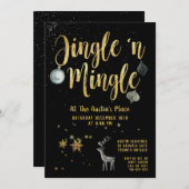 Invitation Jingle Mingle Black Gold Calligraphie (Devant / Derrière)