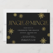 Invitation Jingle & Mingle Black Gold Snowflake (Devant)