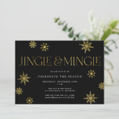Invitation Jingle & Mingle Black Gold Snowflake (Debout devant)