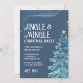 Invitation Jingle & Mingle Blue Gold Christmas Party (Devant)