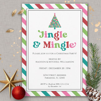 Invitation Jingle & Mingle Bright Retro Christmas Party