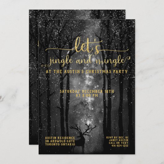 Invitation Jingle & Mingle Celestial Woodland Fête (Devant / Derrière)