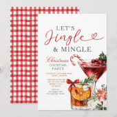 Invitation Jingle & Mingle Christmas Cocktail Holiday Party (Devant / Derrière)