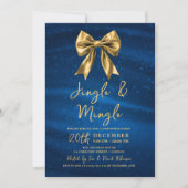 Invitation Jingle Mingle Christmas Gold Bow Silver Blue  (Devant)