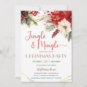 Invitation Jingle & Mingle Christmas Party Red Poinsettia (Devant)