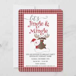 Invitation Jingle Mingle drôle Père Noël reindeer fête