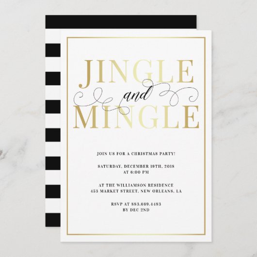 Invitation Jingle & Mingle | Elégante fête de vacances (Devant / Derrière)