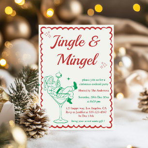 Invitation Jingle & Mingle Élégante Soirée de Cocktail de Noë