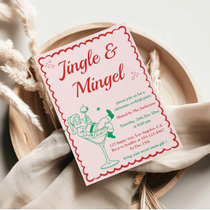 Invitation Jingle & Mingle Élégante Soirée de Cocktail de Noë
