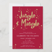 Invitation Jingle & Mingle Faux Gold Parties scintillant (Devant)