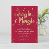 Invitation Jingle & Mingle Faux Gold Parties scintillant (Debout devant)