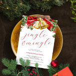 Invitation Jingle & Mingle Festive Gold Bells Fête Noël<br><div class="desc">Surprenez vos proches avec cette adorable invitation à la fête de Noël,  avec des cloches en or et des détails modifiables. Customisez-le facilement en utilisant les options "personnaliser" et "modifier à l'aide de l'outil de conception".</div>