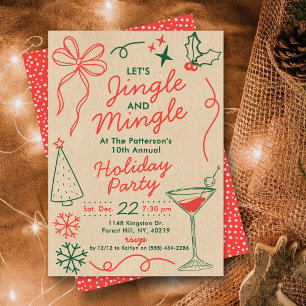 Invitation Jingle & Mingle Fête de Cocktail de Fêtes