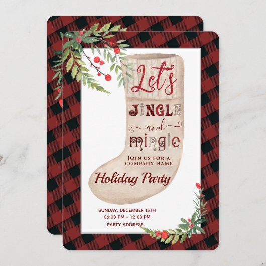 Invitation Jingle & mingle fête de Noël ensemencement (Devant / Derrière)