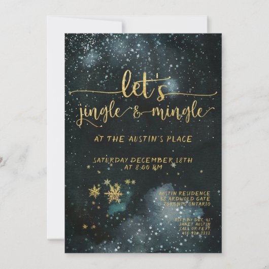 Invitation Jingle & Mingle Gold Calligraphy (Devant)