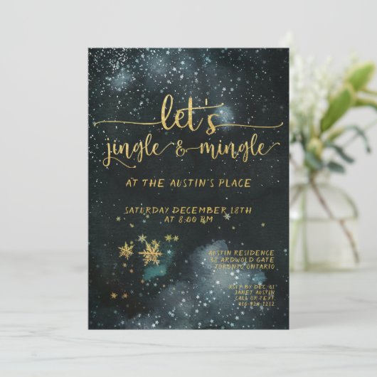 Invitation Jingle & Mingle Gold Calligraphy (Debout devant)
