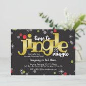 Invitation Jingle & Mingle Gold Red and Green Christmas Party (Debout devant)