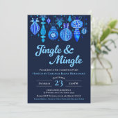 Invitation Jingle & Mingle Marine Noël Baubles Aquarelle (Debout devant)