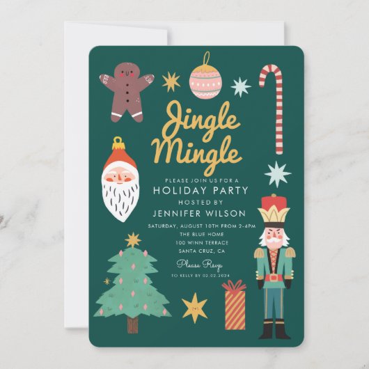 Invitation Jingle Mingle Merry Whimsical Fête de vacances (Devant)
