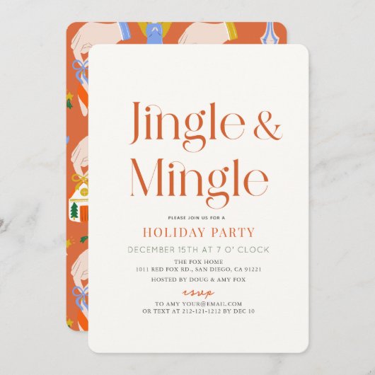 Invitation Jingle & Mingle Mini Noël Fête de Noël (Devant / Derrière)