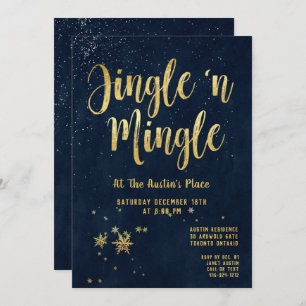 Invitation Jingle Mingle Navy Gold Calligraphy