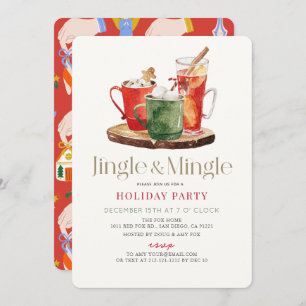 Invitation Jingle & Mingle Noël Boissons Fête de Noël