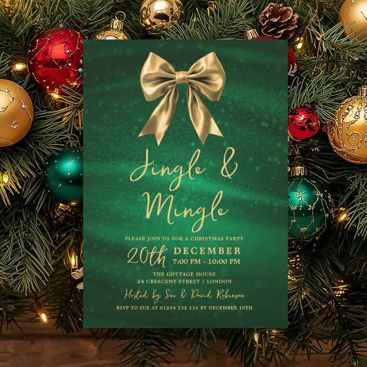 Invitation Jingle Mingle Noël Or Arc Argent Vert