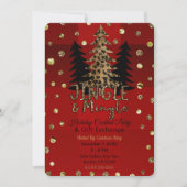 Invitation Jingle & Mingle Or Glamour Léopard Noël Fête (Devant)