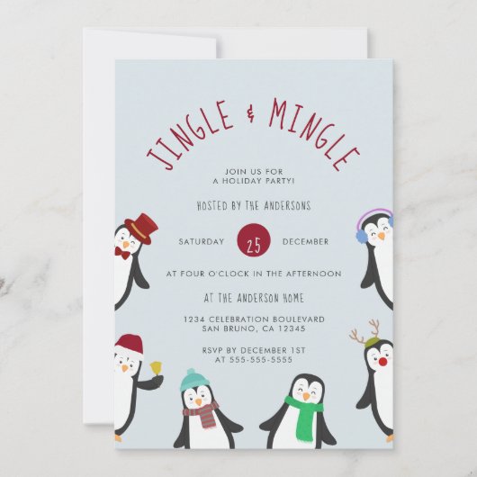 Invitation Jingle & Mingle Penguin (Devant)
